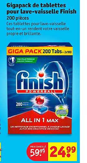 gigapack de tablettes pour lave-vaisselle finish