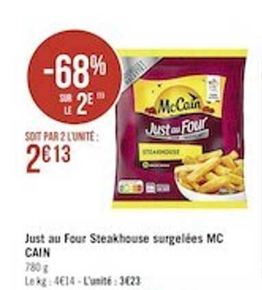 just au four steakhouse surgelées mc cain
