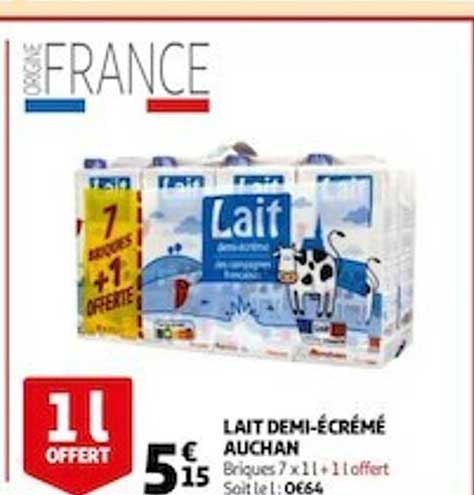 lait demi-écrémé auchan
