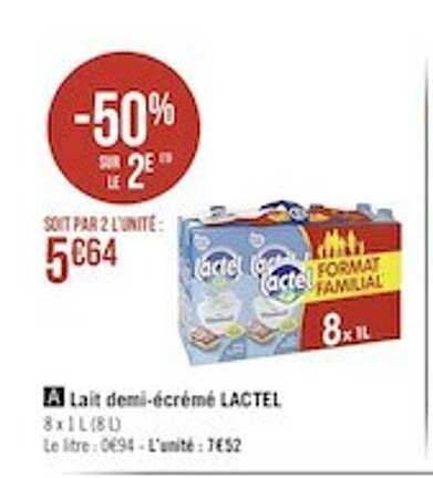 lait demi-écrémé lactel