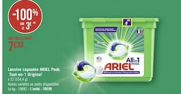 lessive capsules ariel pods tout-en-1 original
