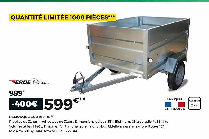 Remorque Eco 160 Rr Erdé Classic