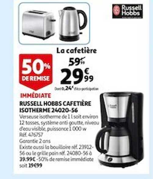 russell hobbs cafetière isotherme 24020-56 50% de remise immédiate