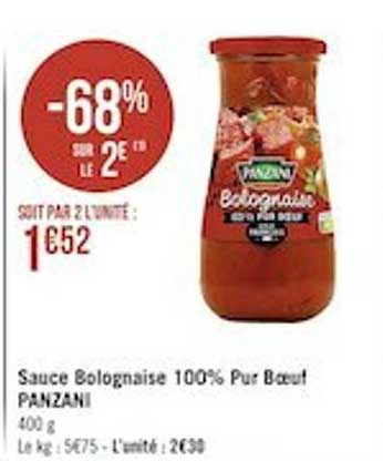 Sauce Bolognaise 100% Pur Boeuf Panzani