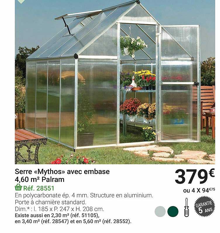 serre mythos avec embase 4.60 m2 palram