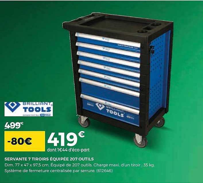 servante 7 tiroirs équipée 27 outils