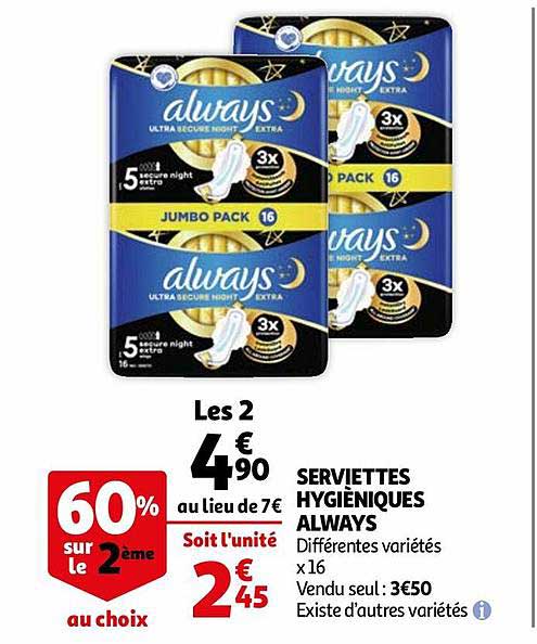 serviettes hygiéniques always