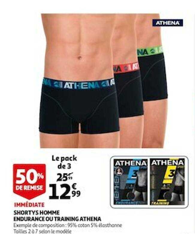 shortys homme endurance ou training athena 50% de remise immédiate