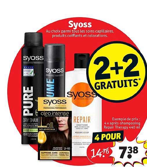syoss soins capillaires, produits coiffants et colorations