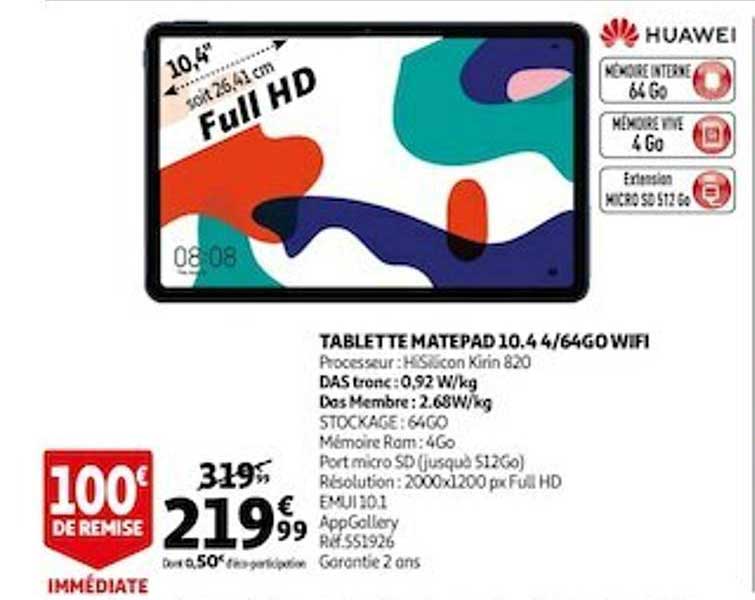 tablette matepad 10.4 4-64go wifi huawei