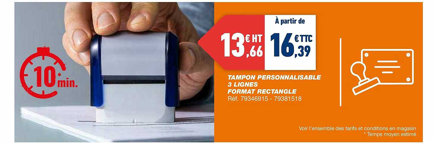 Tampon Personnalisable 3 Lignes Format Rectangle