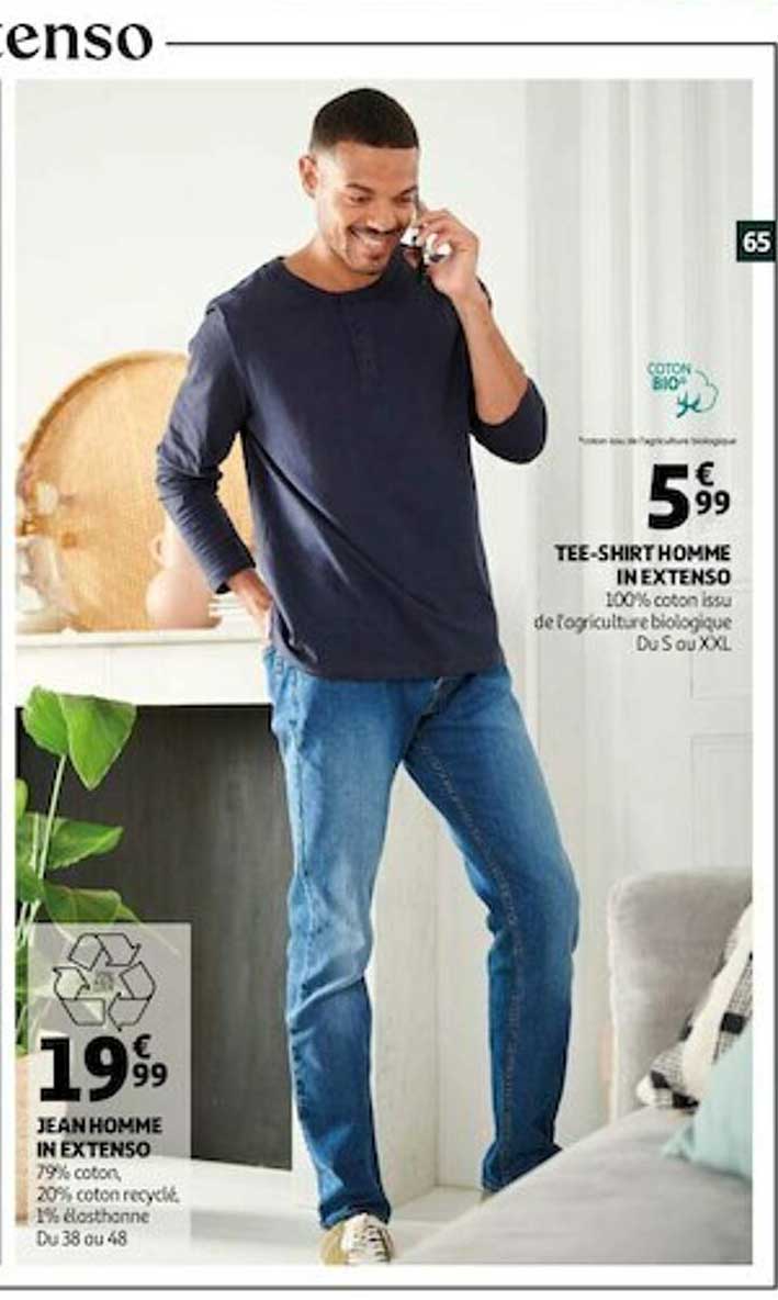 tee-shirt home in extenso jean homme in extenso