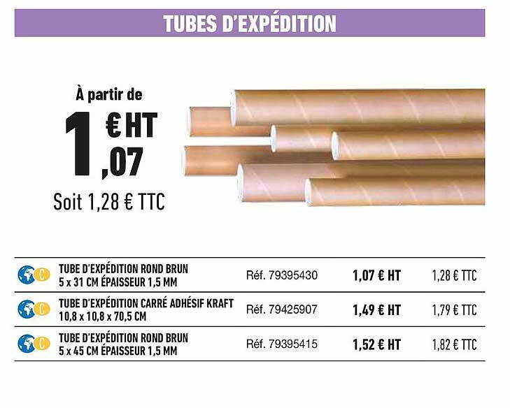 tubes d'expédition