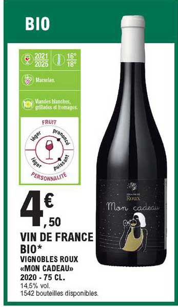 Vin De France Bio Vignobles Roux "mon Cadeau" 2020