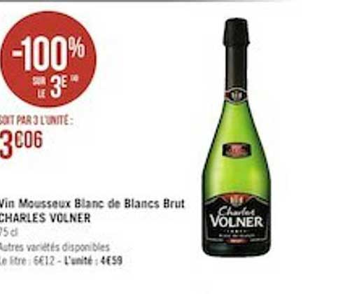 vin mousseux blanc de blancs brut charles volner