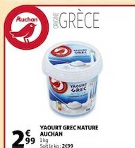 yaourt grec nature auchan