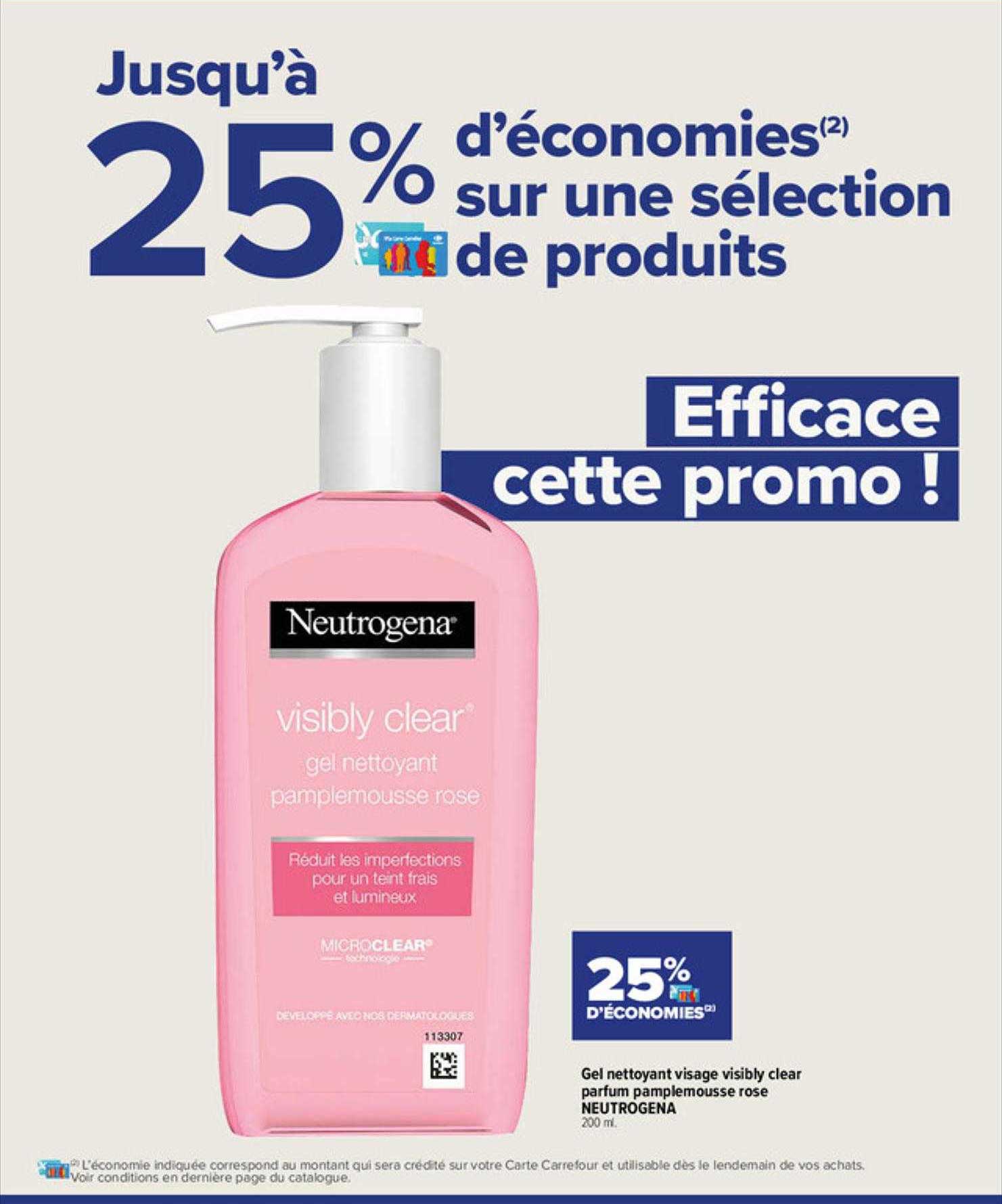 gel nettoyant visage visibly clear parfum pamplemousse rose neutrogena