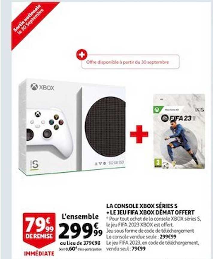 la console xbox séries s + le jeu fifa xbox démat offert