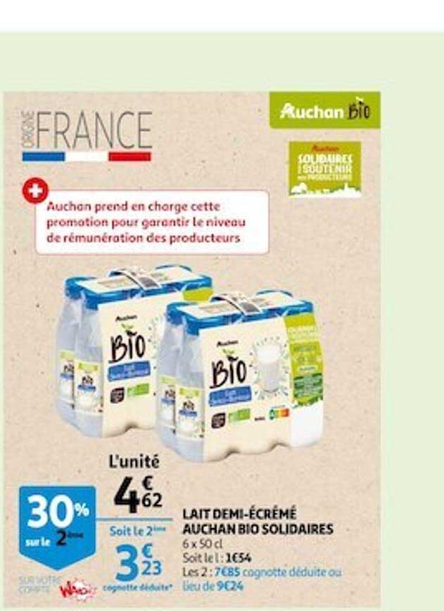 lait demi-écrémé auchan bio solidaires