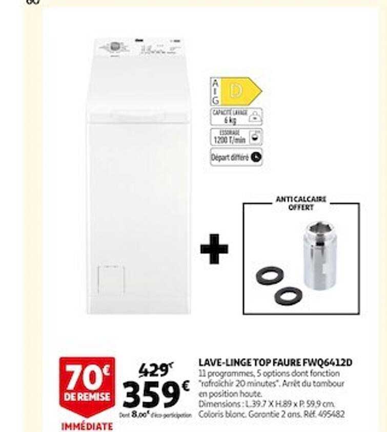 lave-linge top faure fwq6412d
