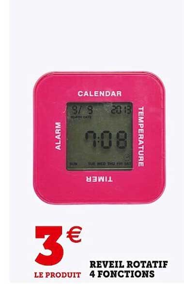réveil rotatif 4 fonctions
