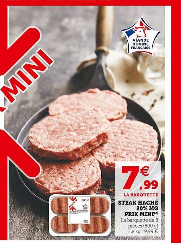 steak haché 20% mg prix mini