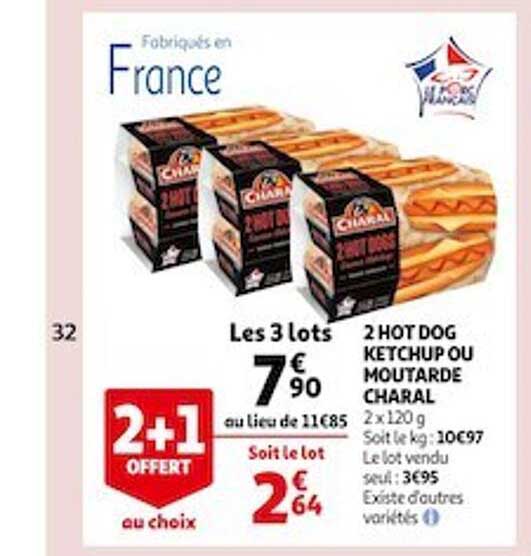 2 Hot Dog Ketchup Ou Moutarde Charal