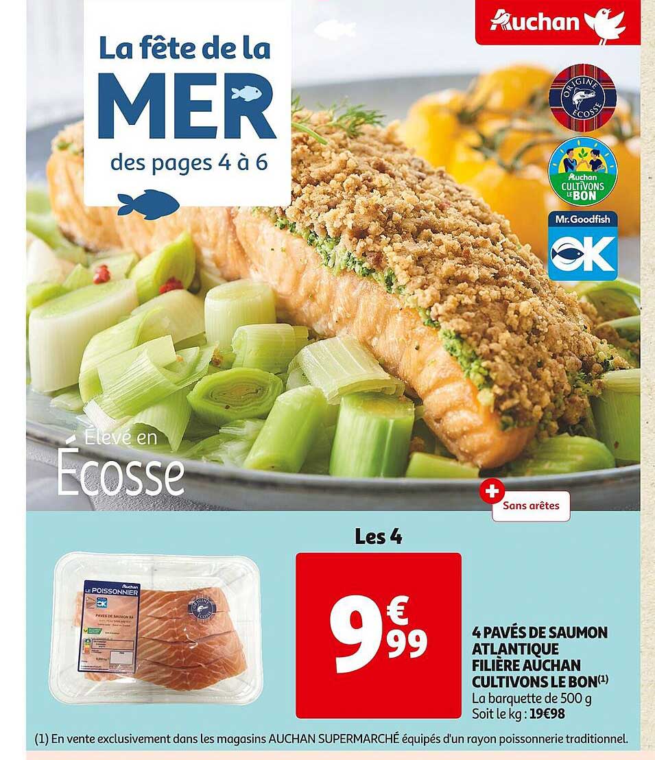 4 pavés de saumon atlantique filière auchan cultivons le bon