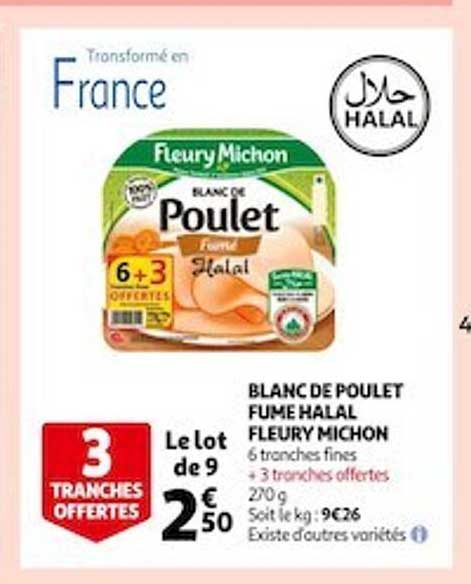 blanc de poulet fumé halal fleury michon