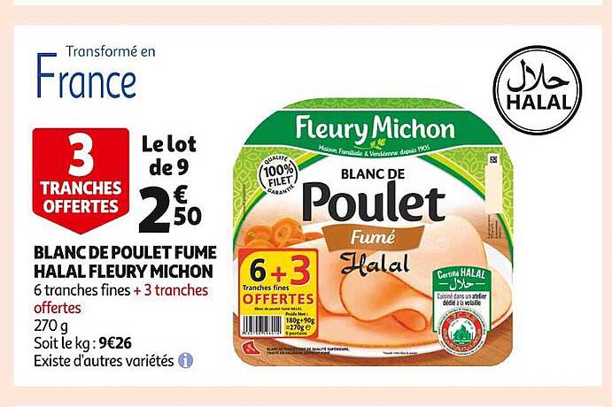 blanc de poulet fumé halal fleury michon