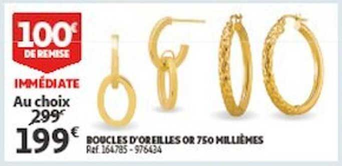 boucles d'oreilles or 750 millièmes