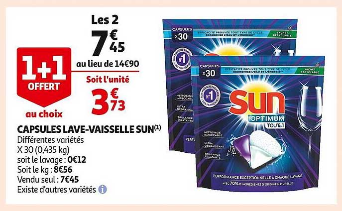 capsules lave-vaisselle sun