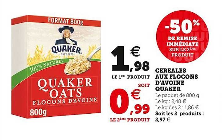 céréales aux flocons d'avoine quaker