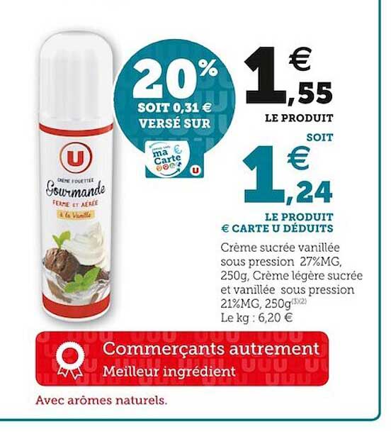 Crème Sucrée Vanillée Sous Pression Gourmande U