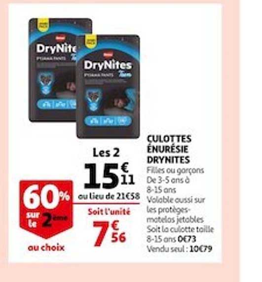 culottes énurésie dry nites