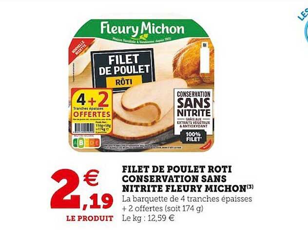 filet de poulet rôti conservation sans nitrite fleury michon