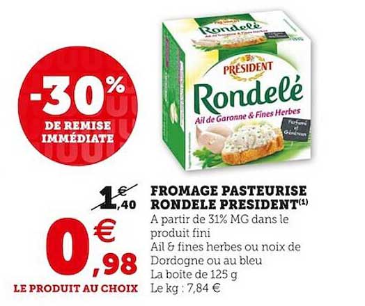 Fromage Pasteurisé Rondelé Président