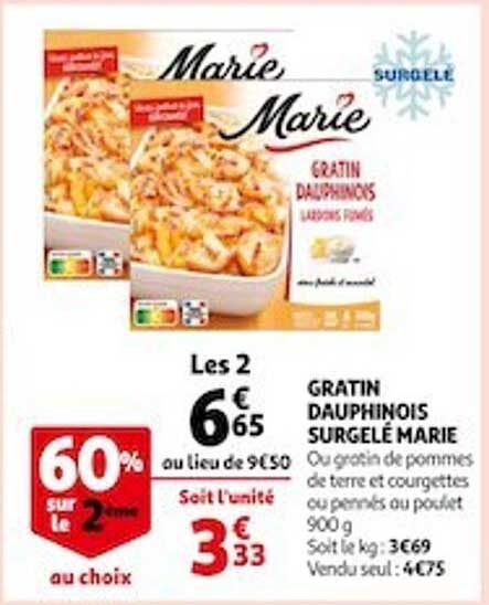 Gratin Dauphinois Surgelé Marie