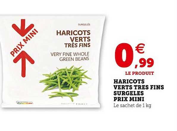 haricots verts très fins surgelés prix mini