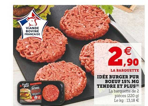 idée burger pur boeuf 15% mg tendre et plus