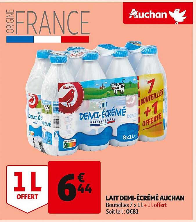 lait demi-écrémé auchan