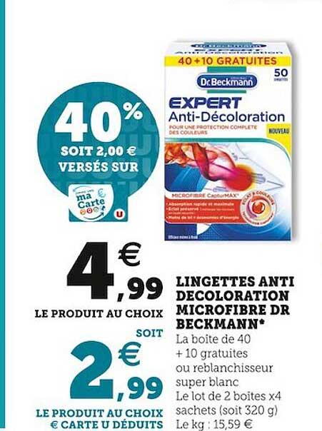 lingettes anti décoloration microfibre dr beckmann