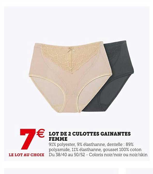 lot de 2 culottes gainantes femme