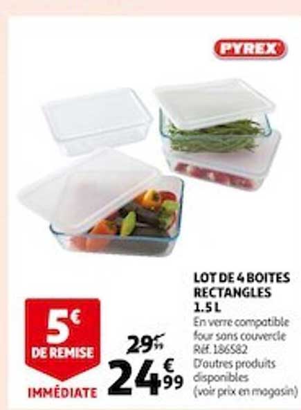 lot de 4 boîtes rectangles 1.5l pyrex
