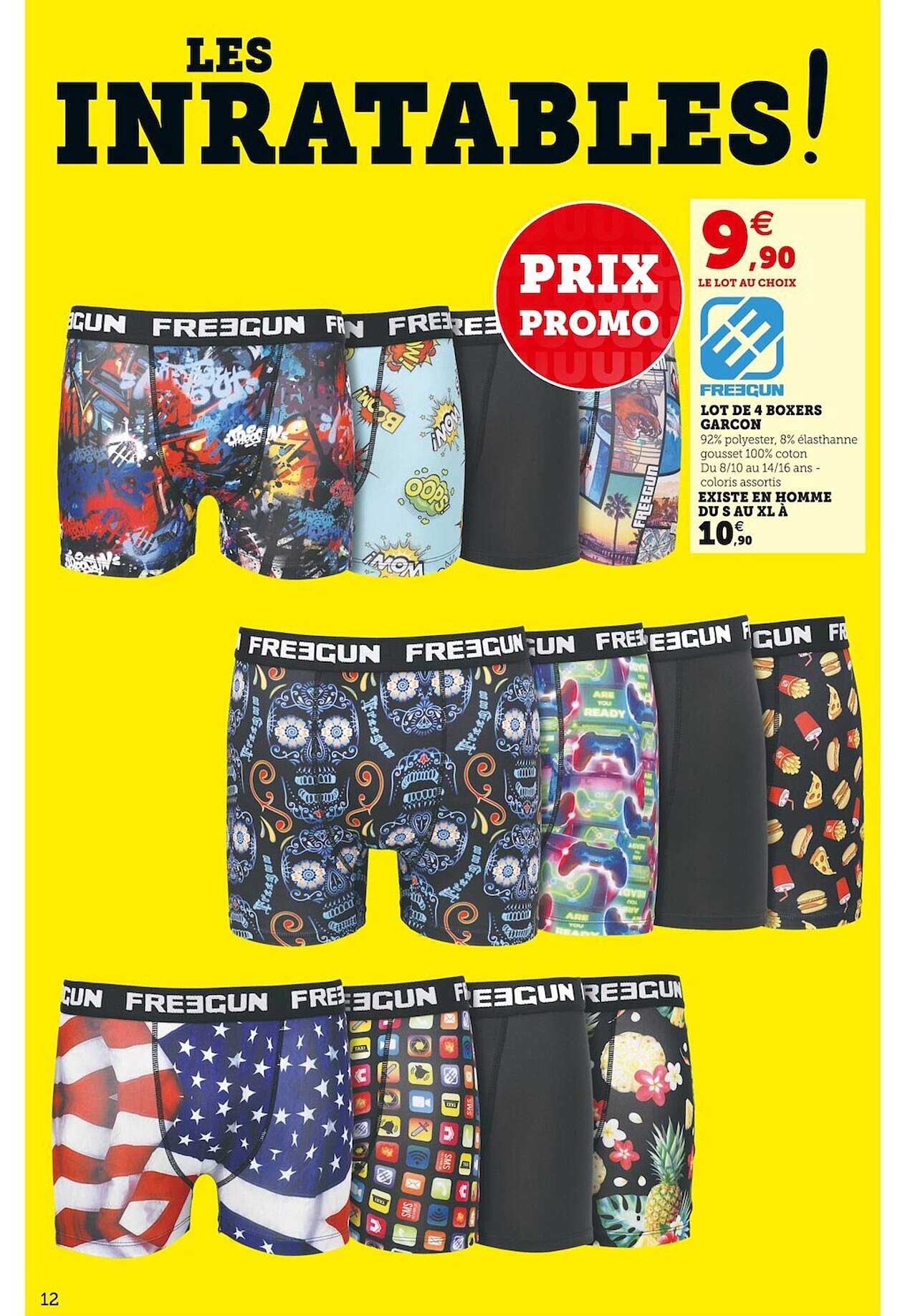 Lot De 4 Boxers Garçon Freegun