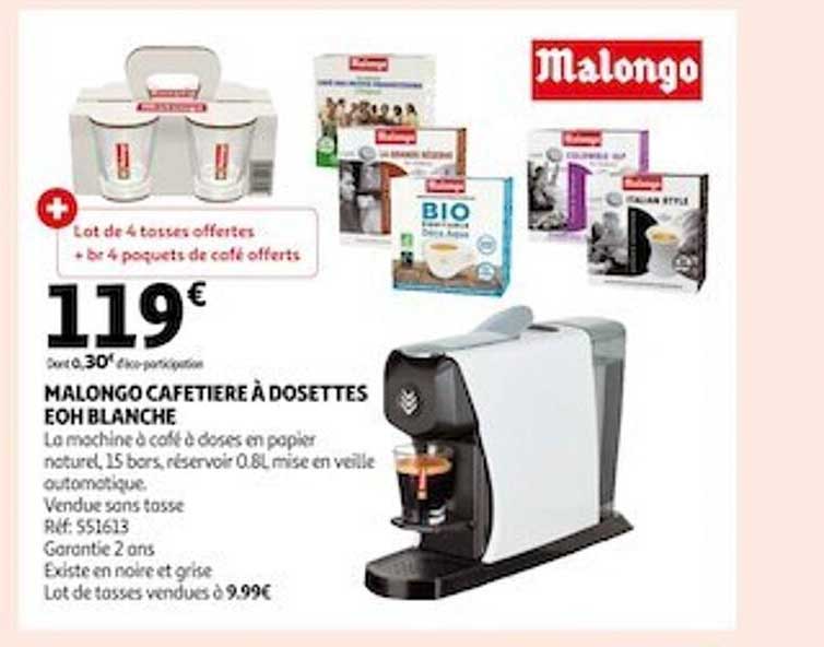 Malongo Cafetière à Dosettes Eoh Blanche
