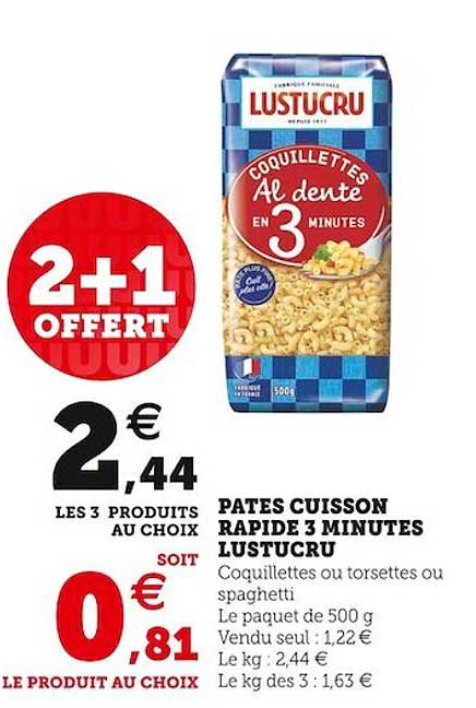 pâtes cuisson rapide 3 minutes lustucru