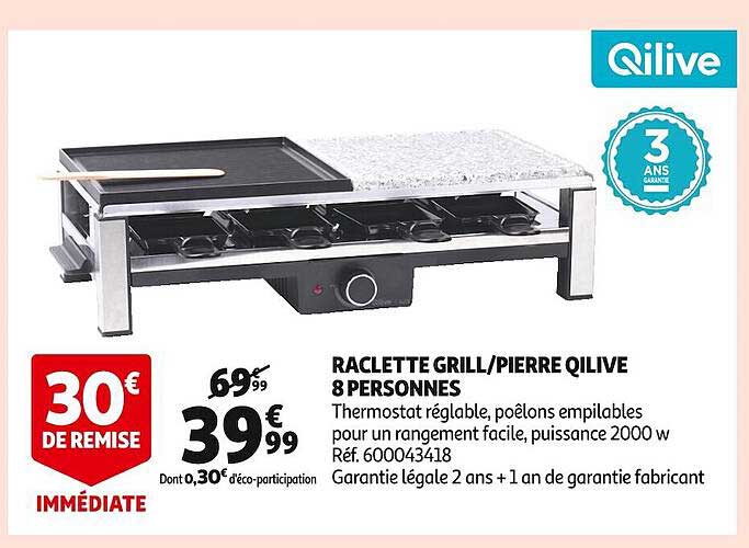 raclette grill-pierre qilive 8 personnes