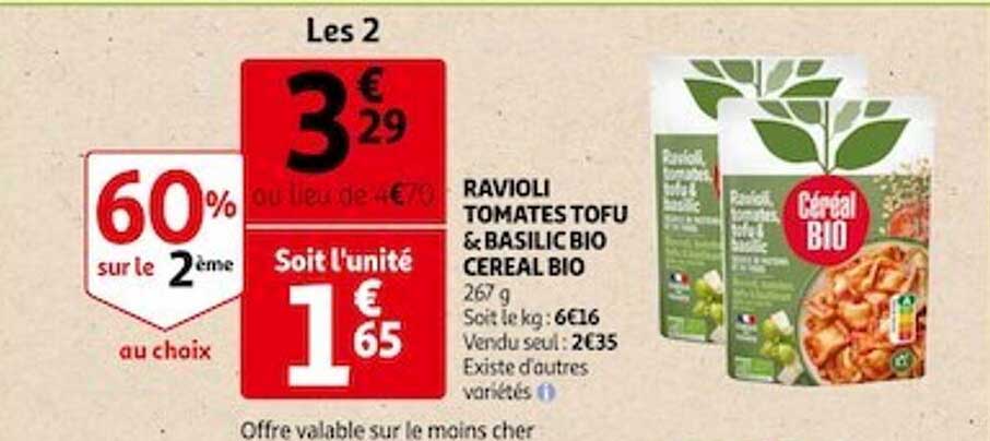 Ravioli Tomates Tofu & Basilic Bio Céréal Bio