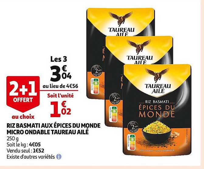 riz basmati aux épices du monde micro ondable taureau ailé